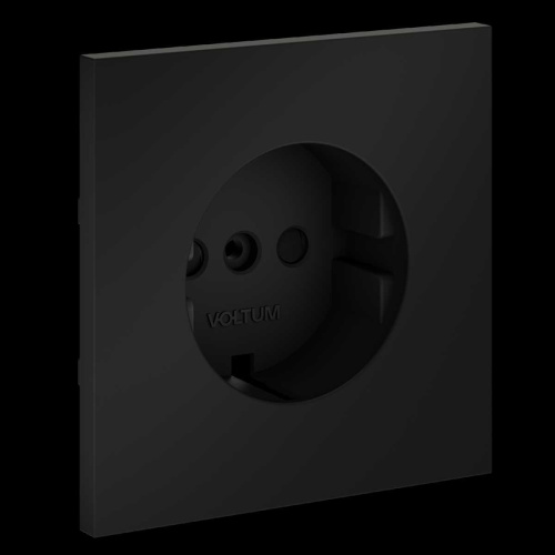 Накладка для розетки с заземлением и защитными шторками S70 (черный матовый) Voltum VLS000708 Накладка для розетки с заземлением и защитными шторками S70 (черный матовый) Voltum VLS000708