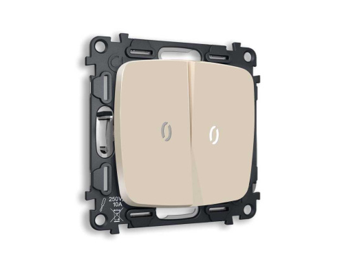 Комплект механизма 2-кл выключателя AMBRELLA VOLT с подсветкой 5600K OMEGA Бежевый матовый QUANT (OP3240, VM115, G14W) MO324015 Комплект механизма 2-кл выключателя AMBRELLA VOLT с подсветкой 5600K OMEGA Бежевый матовый QUANT (OP3240, VM115, G14W) MO324015