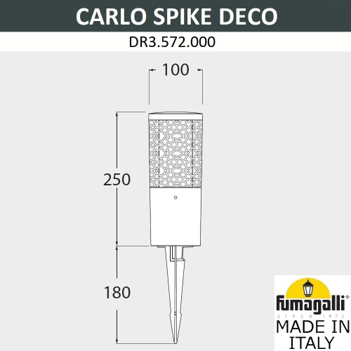 Fumagalli Ландшафтный светильник FUMAGALLI CARLO DECO SPIKE DR3.572.000.WXU1L фото 2 Fumagalli Ландшафтный светильник FUMAGALLI CARLO DECO SPIKE DR3.572.000.WXU1L фото 2