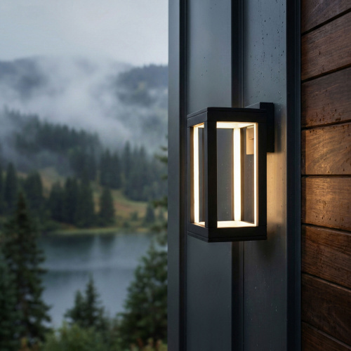 Уличный настенный светодиодный светильник Frame 3000K чёрный 1527 TECHNO LED черный фото 3