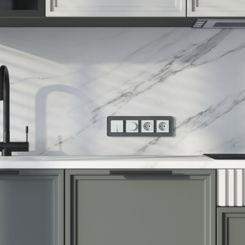 Рамка из стекла на 4 поста Elite графит W0042440 фото 3 Рамка из стекла на 4 поста Elite графит W0042440 фото 3