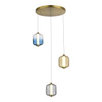 SL1193.303.03 Светильник подвесной ST-Luce Латунь/Янтарный,Дымчатый,Голубой LED 3*11,2W 3000K SUMMER