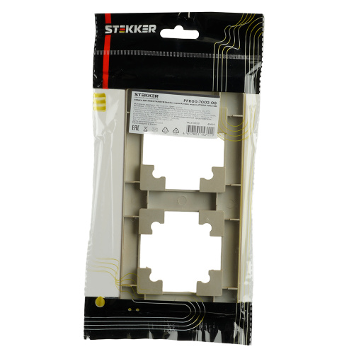 Рамка STEKKER, PFR00-7002-08 2-местная, пластик, серия Катрин, золото фото 3