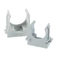 Крепеж-клипса для труб для прямого монтажа STEKKER PMPH25G серая в п/э D25 мм (упаковка 100 шт)