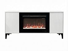 Каминокомплект НАОМИ Белый с очагом Электроочаг ALPHA PEBBLE/АЛЬФА С ГАЛЬКОЙ