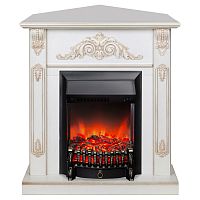Электрокамин RealFlame Anita Corner WT дуб белый с золотой патиной с очагом Fobos Lux Black
