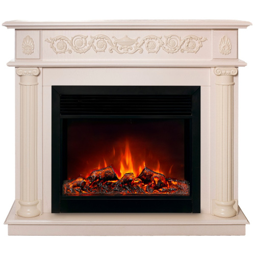 Каминокомплект ATTICA/СИЦИЛИЯ Слоновая кость с очагом Электроочаг MOONBLAZE LUX/МУНБЛЕЙЗ