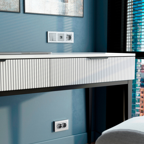 Рамка из поликарбоната для двойной розетки Hammer серебряный W0082406 фото 2