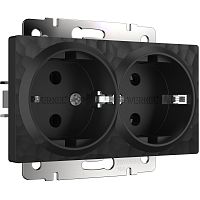 Розетка двойная с заземлением (Hammar черный) W1272008
