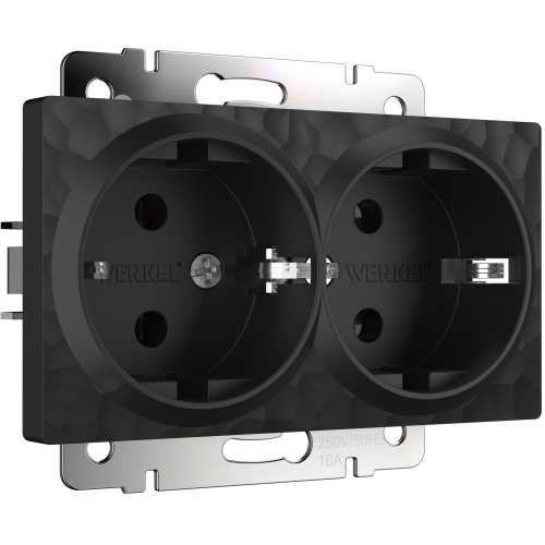 Розетка двойная с заземлением (Hammar черный) W1272008