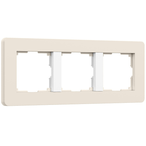 Рамка из поликарбоната на 3 поста Split айвори/белый, soft-touch W0033066 Рамка из поликарбоната на 3 поста Split айвори/белый, soft-touch W0033066