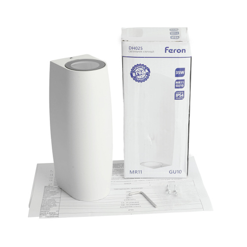 Светильник садово-парковый Feron DH025,на стену, 2*GU10 MR11 230V, белый фото 12