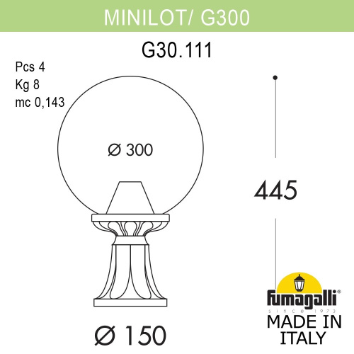 Fumagalli Ландшафтный фонарь FUMAGALLI MINILOT/G300. G30.111.000.BXE27 фото 2 Fumagalli Ландшафтный фонарь FUMAGALLI MINILOT/G300. G30.111.000.BXE27 фото 2