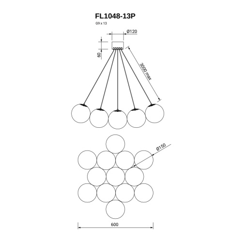 Подвесная люстра Unity FL1048-13P фото 5 Подвесная люстра Unity FL1048-13P фото 5