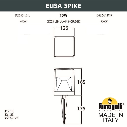 Ландшафтный светильник FUMAGALLI ELISA SPIKE DS2.561.000.AXD1L фото 3 Ландшафтный светильник FUMAGALLI ELISA SPIKE DS2.561.000.AXD1L фото 3