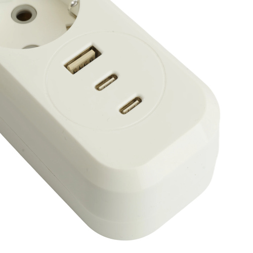 Удлинитель 4-местный с/з с выключ. STEKKER HM071-41-05 3x1мм2, 5м, 250В, 16А, 1USB+2C, 2.4A, сер Home, белый фото 8 Удлинитель 4-местный с/з с выключ. STEKKER HM071-41-05 3x1мм2, 5м, 250В, 16А, 1USB+2C, 2.4A, сер Home, белый фото 8