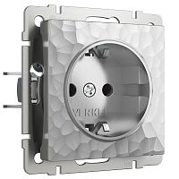 Розетка с заземлением и шторками (Hammaer серебряный) W1271106