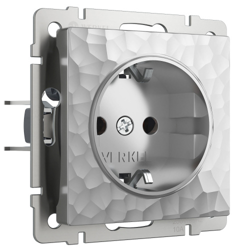 Розетка с заземлением и шторками (Hammaer серебряный) W1271106