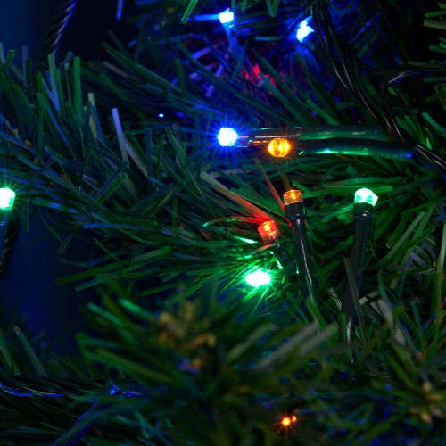 Светодиодная гирлянда Кластер Feron CL09 линейная 10м + 2м 230V мультиколор, c питанием от сети, зеленый шнур фото 4