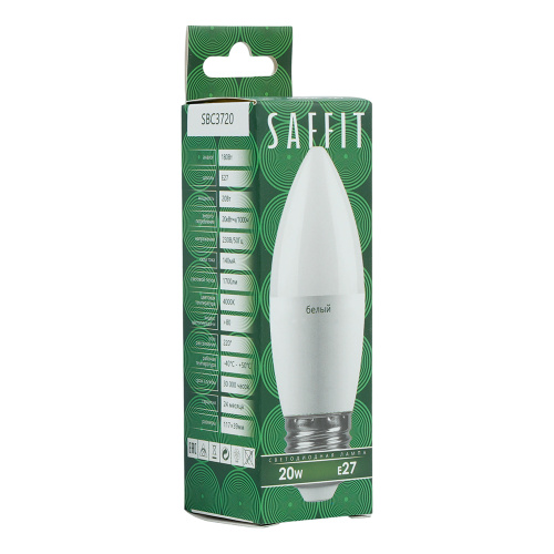 Лампа светодиодная SAFFIT SBC3720 Свеча E27 20W 230V 4000K фото 3