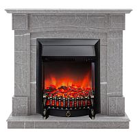 Электрокамин RealFlame Andrea STD GR цвет мрамор серый с очагом Fobos Lux Black