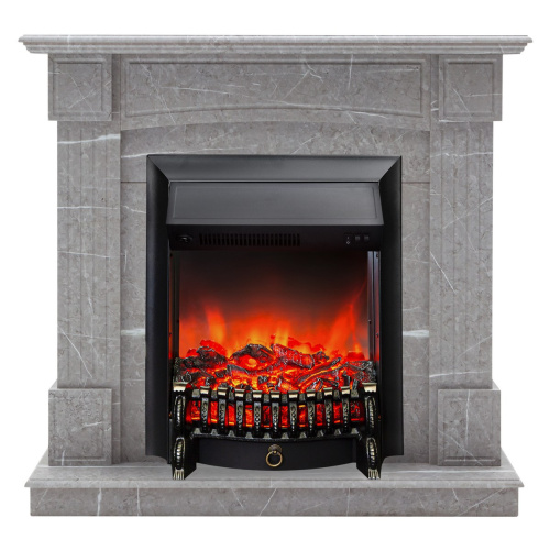 Электрокамин RealFlame Andrea STD GR цвет мрамор серый с очагом Fobos Lux Black Электрокамин RealFlame Andrea STD GR цвет мрамор серый с очагом Fobos Lux Black