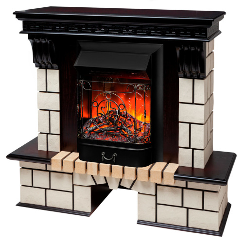 Каминокомплект STONE/СТОУН Античный дуб с очагом Электроочаг MAJESTIC LUX RC/МАДЖЕСТИК С ПУЛЬТОМ фото 9