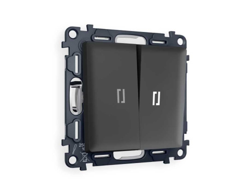 Комплект механизма 2-кл выключателя AMBRELLA VOLT с подсветкой 5600K ALFA Графит мягкое касание QUANT (AP9040, VM115, G14W) MA904015 Комплект механизма 2-кл выключателя AMBRELLA VOLT с подсветкой 5600K ALFA Графит мягкое касание QUANT (AP9040, VM115, G14W) MA904015