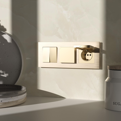 Розетка влагозащ. с зазем. с защит. крышкой и шторками N (шампань) W1171211 фото 3