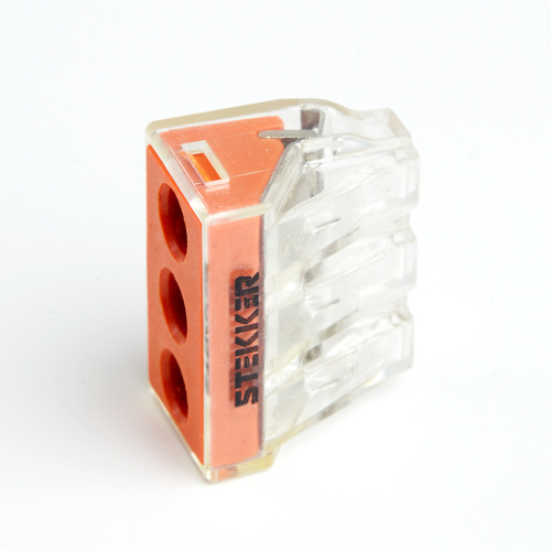 Клемма монтажная 3-проводная STEKKER  для 1-жильного проводника, LD773-173 фото 2