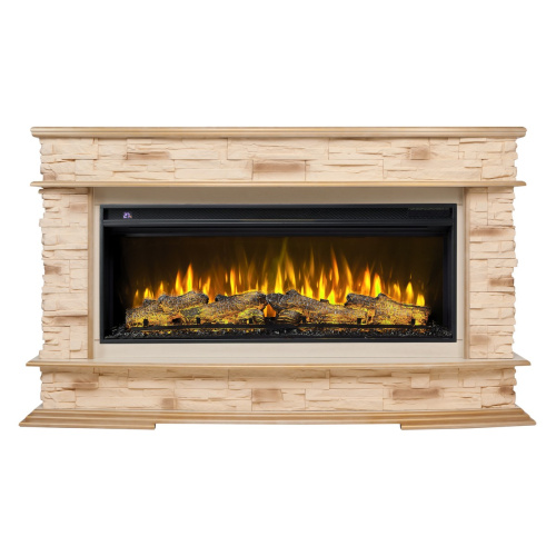 Каминокомплект FRANKFURT/ТУРИН Бежевый дуб с золотой патиной с очагом Электроочаг JOKER/ДЖОКЕР 45