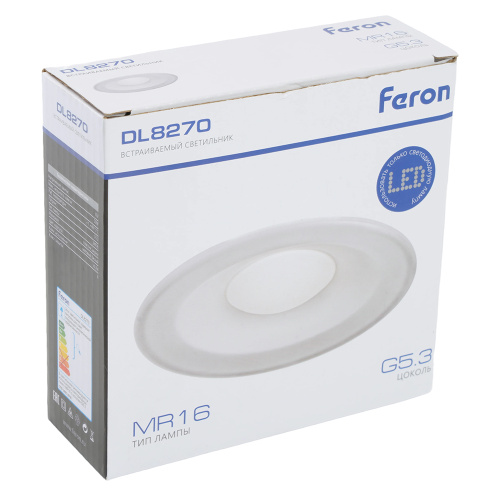Светильник встраиваемый Feron DL8270 потолочный MR16 G5.3 матовый белый фото 13