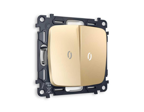 Комплект механизма 2-кл выключателя AMBRELLA VOLT с подсветкой 5600K OMEGA Шампань QUANT (OP6040, VM115, G14W) MO604015 Комплект механизма 2-кл выключателя AMBRELLA VOLT с подсветкой 5600K OMEGA Шампань QUANT (OP6040, VM115, G14W) MO604015