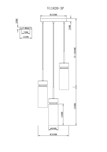 Светильник подвесной Moderli V11820-3P Almero фото 2