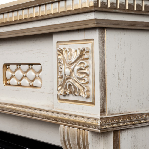 Каминокомплект CORSICA/МАЛАГА Бежевый дуб с золотой патиной с очагом Электроочаг SAPHIR/САПФИР 42 фото 4