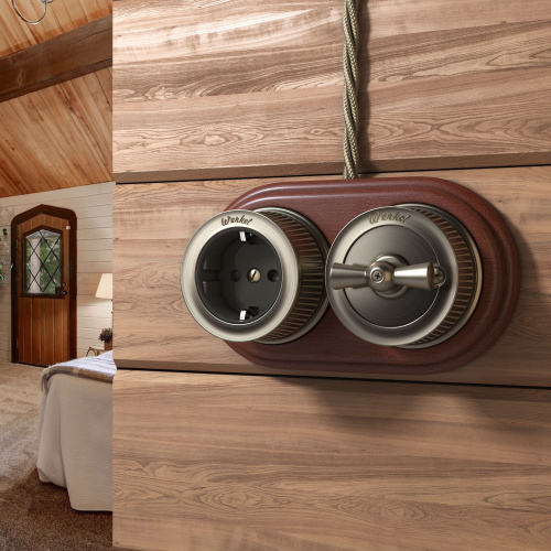 Розетка с заземлением бронзовый ретро W5771012 фото 5