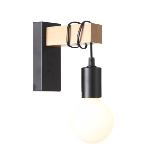 SL1142.401.01 Светильник настенный Черный, Светлое дерево E27 1*60W BAGETTI фото 9