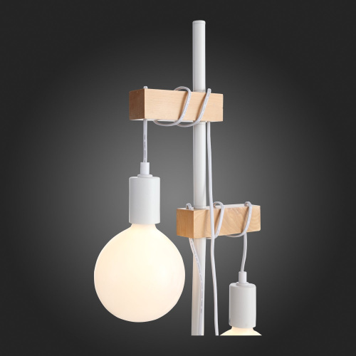 SL1142.505.01 Светильник напольный Белый, Светлое дерево E27 2*60W BAGETTI фото 6