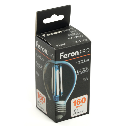 Лампа светодиодная Feron.PRO LB-1706 Шарик E27 1000LM 6W 175-265V 6400K фото 9