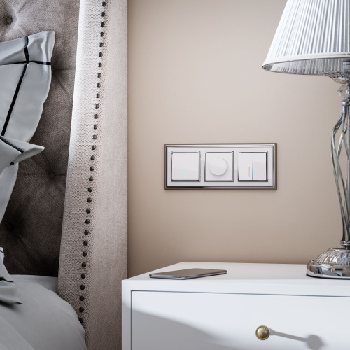 Выключатель двухклавишный с подсветкой (белый) W1120101 фото 4