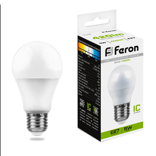Лампа светодиодная Feron LB-38 Шарик E27 5W 175-265V 4000K