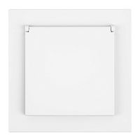 Розетка 1-местная с крышкой с защ. штор, STEKKER, с/з, 250В, 16А, серия Мия, RST16-3112-01, белая магнолия