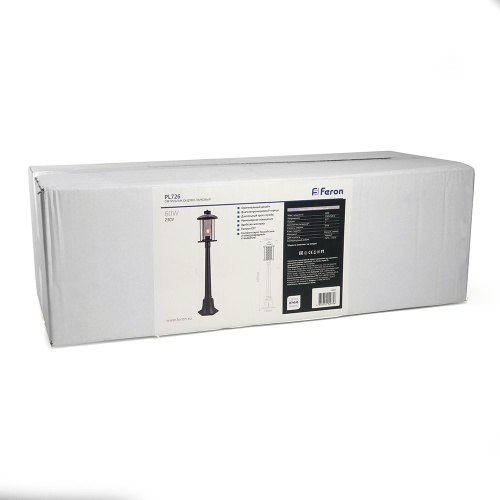 Светильник садово-парковый Feron PL726  столб 60W E27 230V, черный фото 2