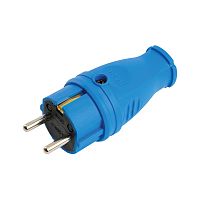 Вилка прямая с/з, STEKKER, RPG16-21-441 , каучук 250В, 16A, IP44, синий