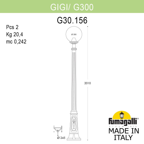Fumagalli Садово-парковый фонарь FUMAGALLI GIGI /G300 G30.156.000.BXE27 фото 2 Fumagalli Садово-парковый фонарь FUMAGALLI GIGI /G300 G30.156.000.BXE27 фото 2