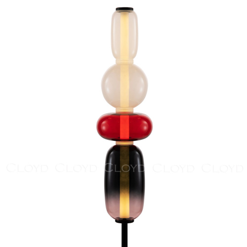 Торшер Cloyd SUPERNOVA-A F1 / выс. 130 см - 4 яруса - черный - красн. стекло (арт.40178)