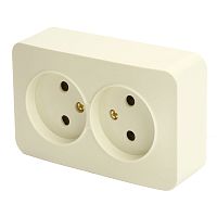 Розетка 2-местная б/з открытой установки, STEKKER, 250В, 10А, IP20, серия София, слоновая кость, MST10-12-04