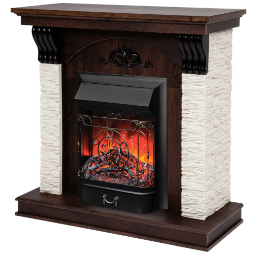 Каминокомплект CORFINO/МИЛАН Орех фактурный с очагом Электроочаг MAJESTIC LUX/МАДЖЕСТИК фото 2