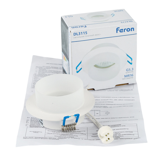 Светильник встраиваемый Feron DL3115 потолочный MR16 G5.3 белый фото 10