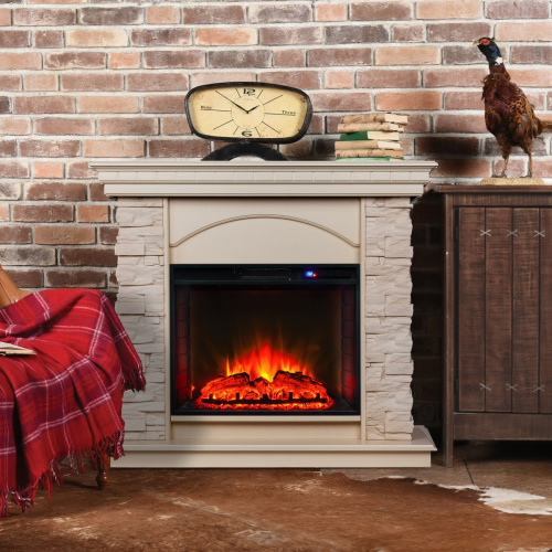 Каминокомплект ELFORD/РАЛЬФ Белый дуб с очагом Электроочаг SPARTA 25.5 фото 3